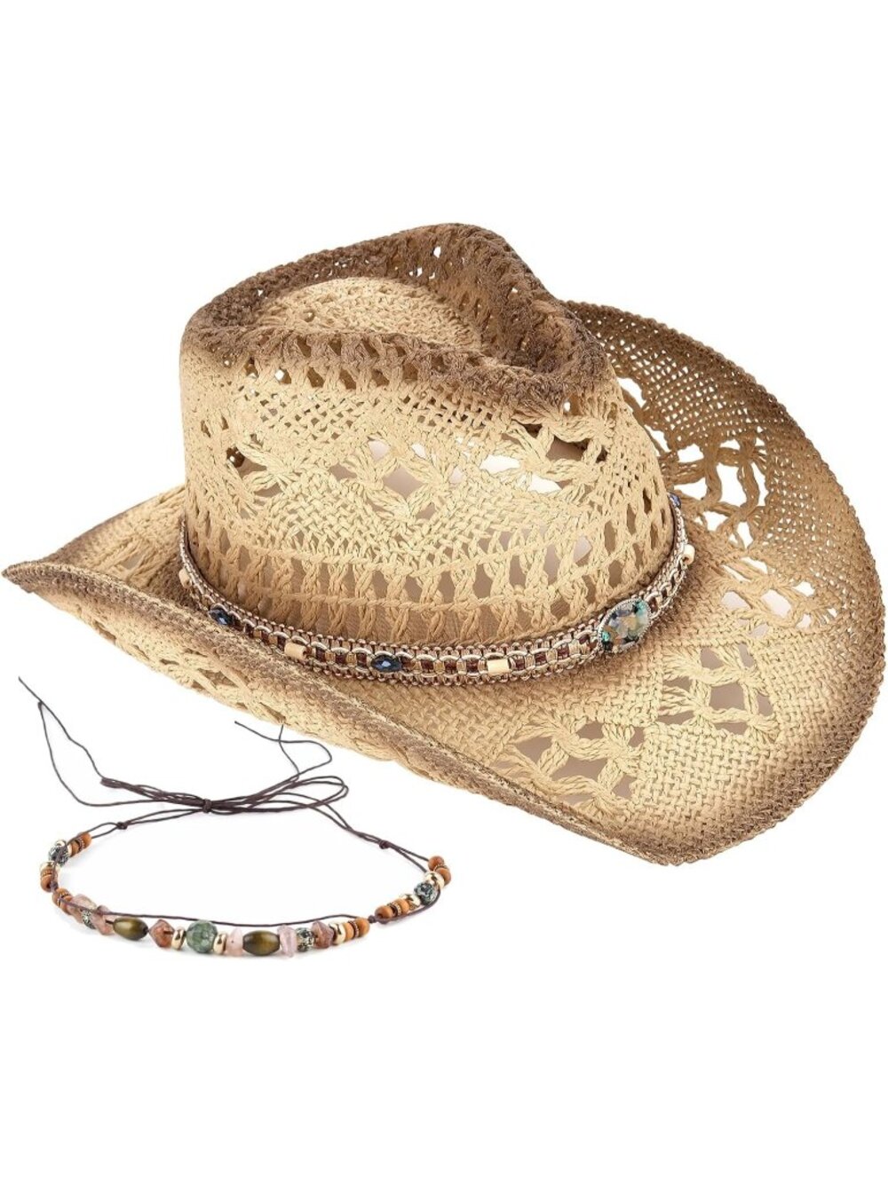 New Men's Women's Straw Cowboy Hat Cowgirl Woven Sun Hat Western Cowboy Hat